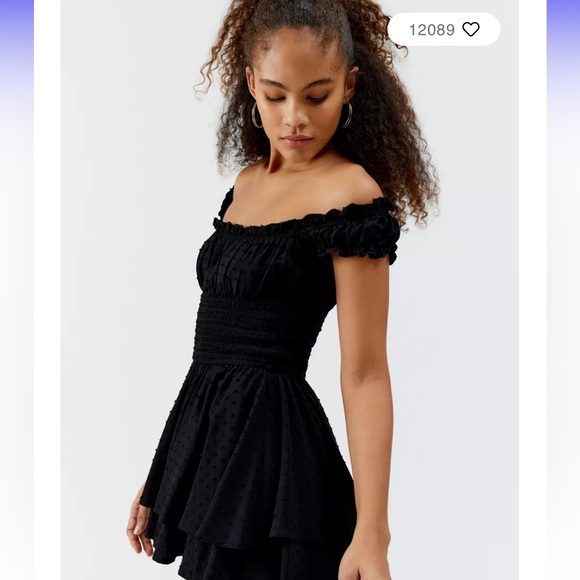 UO Rosie Smocked Tiered Ruffle Romper - Picture 2 of 3